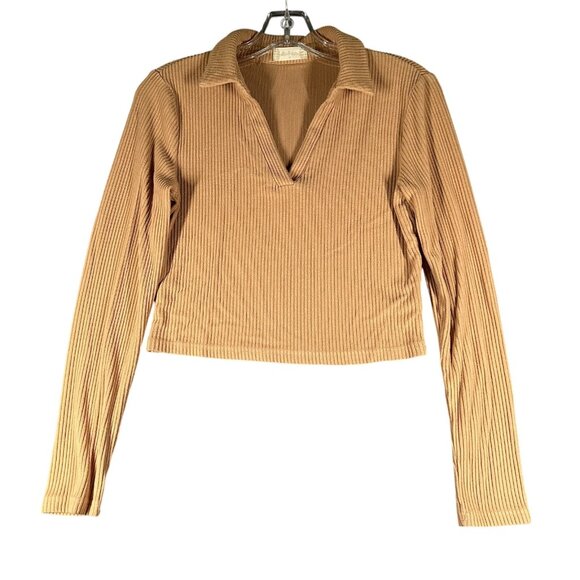Altar'd State Sweater Womens Medium Ribbed Long Sleeve Collared Pullover Top - Picture 1 of 8